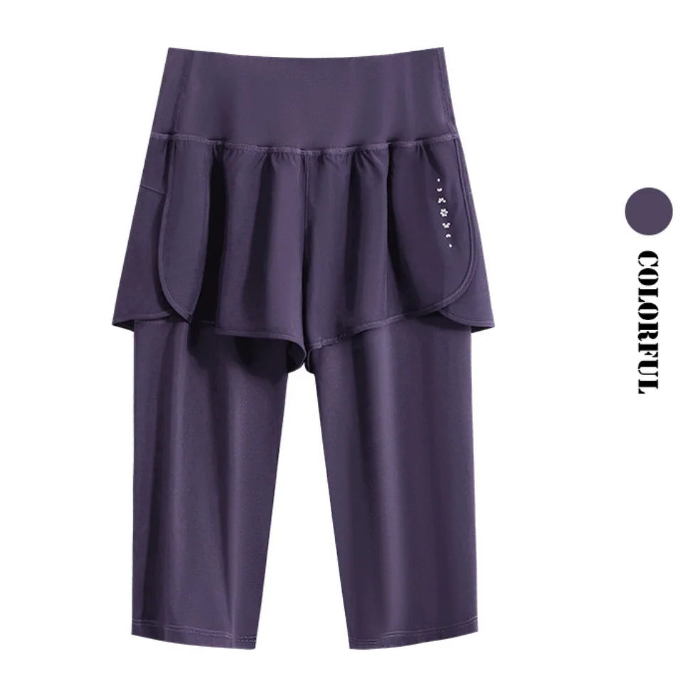 DRUR Yoga Shorts Women Summer Five-Quarter Athletic Shorts Elastic Waist Running Workout Short Leggings For Ladies Sport Shorts