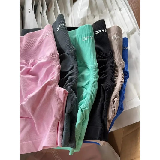 Df Impact Brand Shorts  Low Waist Seamless Yoga Shorts Scrunch Bum Gym Shorts Women Workout Biker Stretch Fitness Short