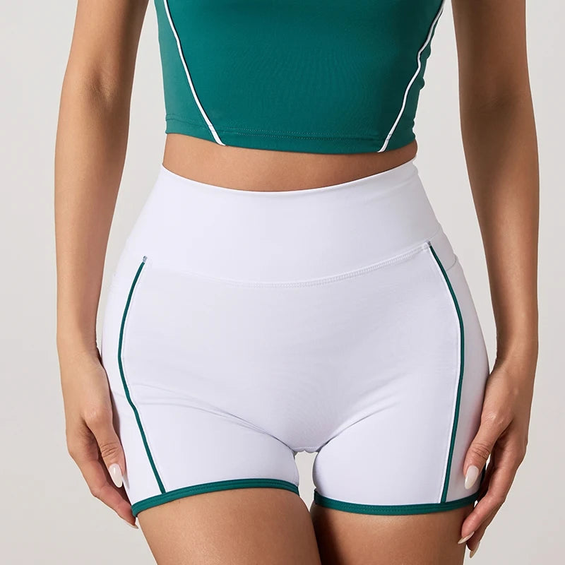 Pocket Yoga Shorts Women Fitness Running Cycling Squat Proof Sports Leggings High Waist Workout Gym Shorts Bottom Tights XP215