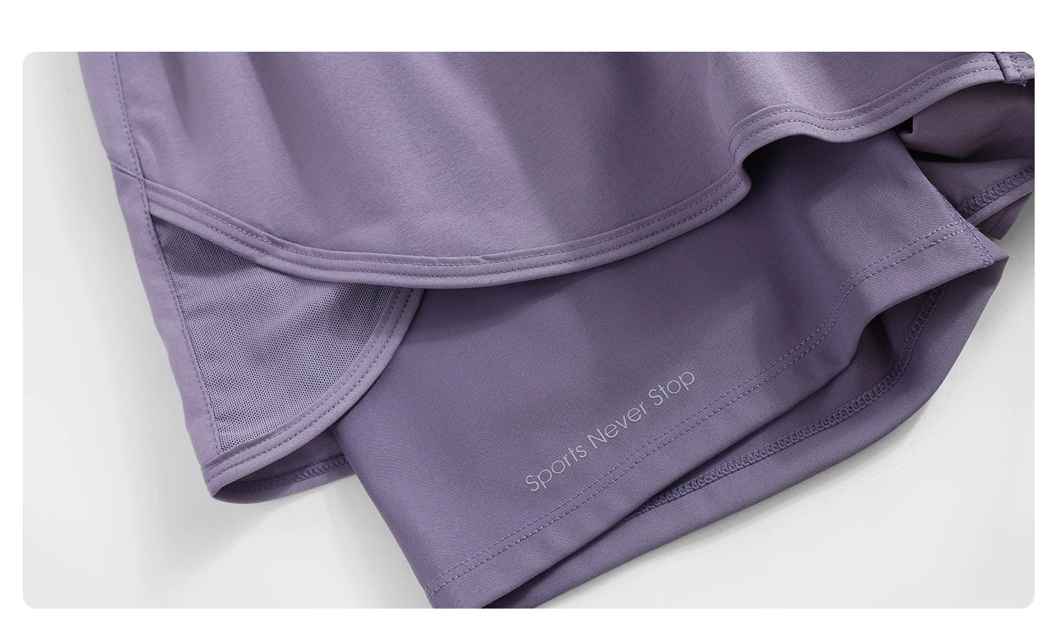 KiKis purple high waist running shorts for women with inner lining and sports never stop print