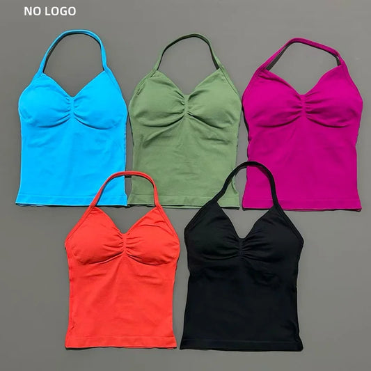 KiKis open back yoga tank top for women in blue green pink orange and black colors