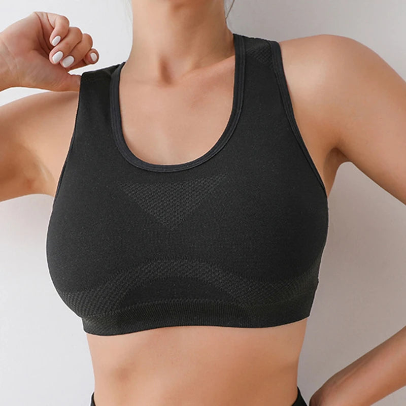 KiKis black push up sports bra for women with seamless design and supportive fit