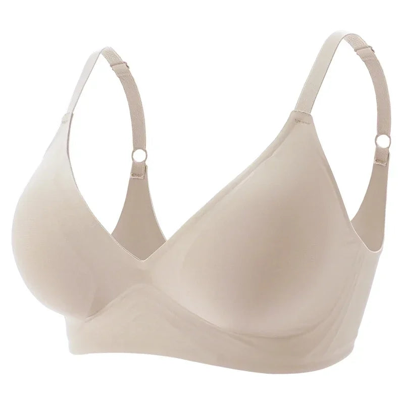 Beige seamless push up bra for women with adjustable straps and smooth fabric by KiKis
