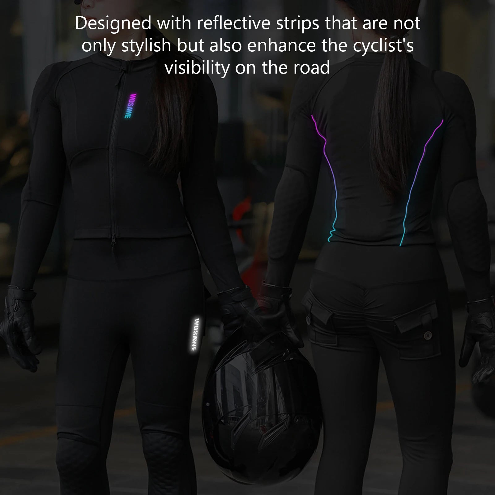KiKis stylish summer motorcycle jacket for women with reflective strips enhancing visibility on road