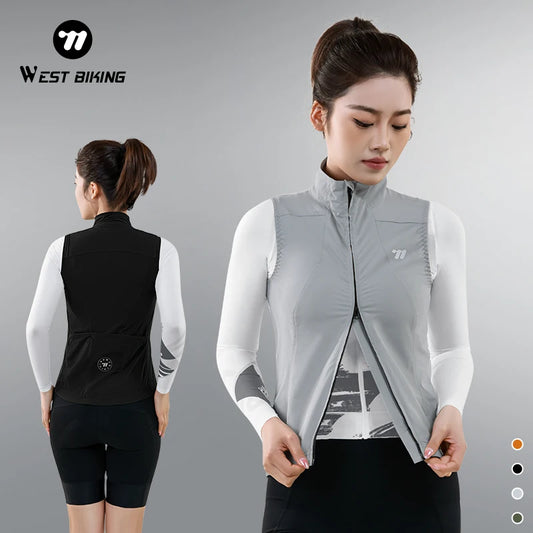 KiKis women's cycling vest summer in light gray and black, lightweight design for warm weather cycling