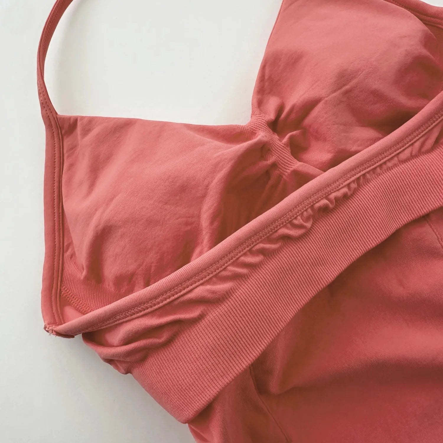 KiKis women's backless gym top in dusty rose with soft fabric and adjustable straps